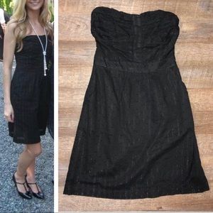 Midi Black Strapless Pocket Dress